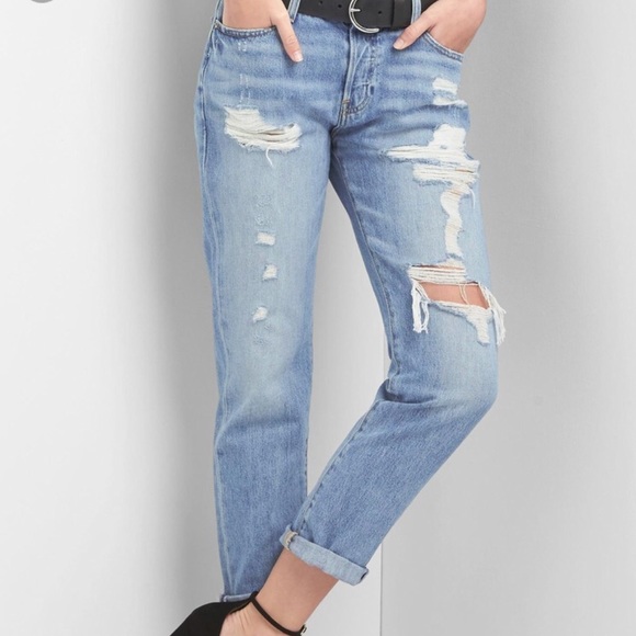 GAP Denim - NWT GAP Mid Ride Destructed Boyfriend Jeans